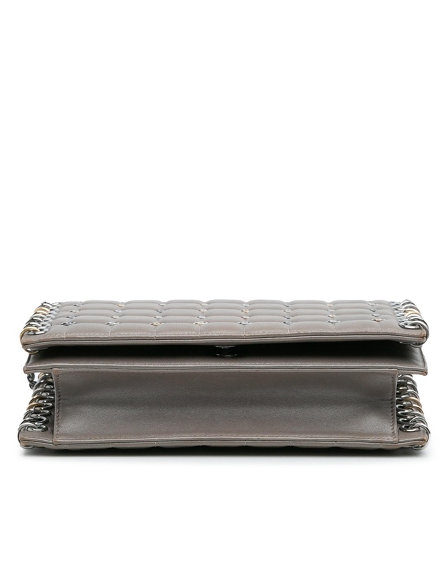 Pre-Loved by Azura Reborn - Pre-Loved Small Lambskin Chocolate Bar CC Piercing Studded Chain Flap