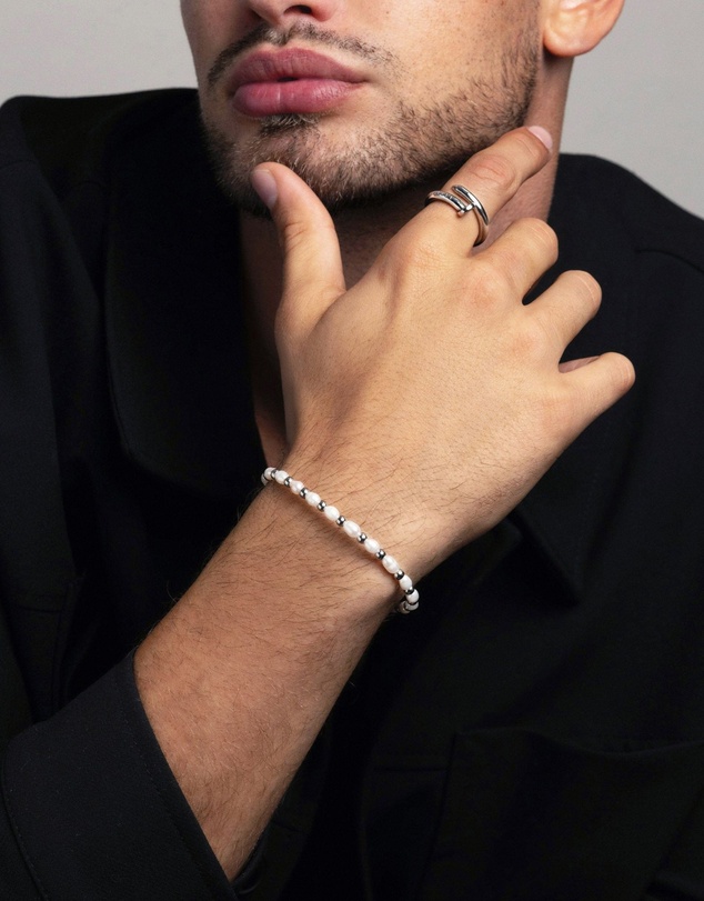Nialaya Jewellery - Men's Baroque Pearl Bracelet