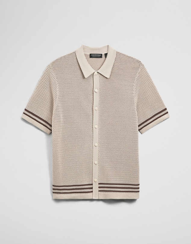 Country Road - Relaxed Fit Australian Cotton Stripe Knit Shirt