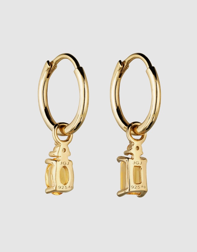 Elli Jewelry - Mismatched Citrine Hoop Earrings in Gold-Plated 925 Silver