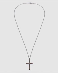 Kuzzoi - ICONIC EXCLUSIVE - Necklace Cross Pendant Oxidized Massive 925 Sterling Silver