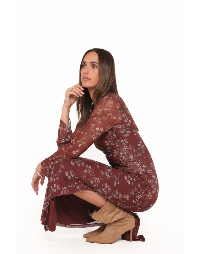 Petal & Pup - Nash Long Sleeve Dress - Rust Floral