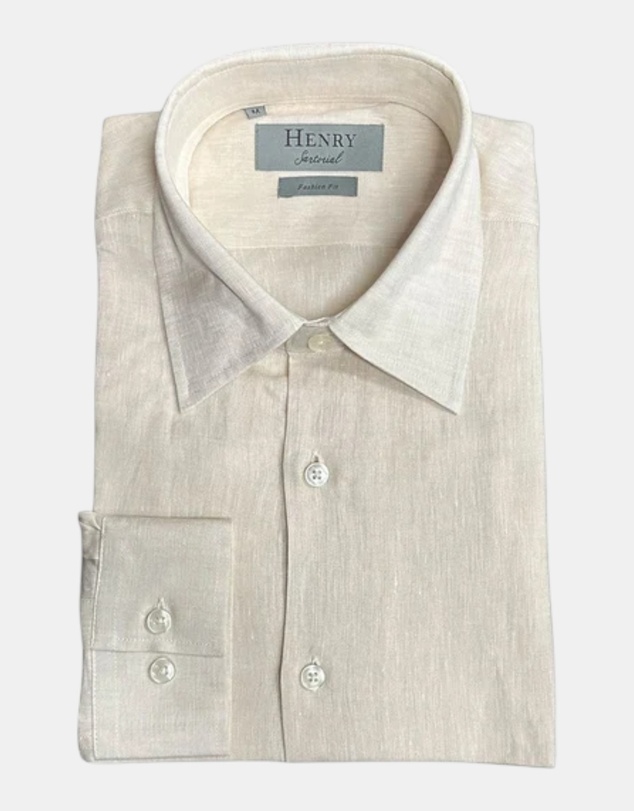 Henry Bucks - HENRY SARTORIAL Fashion Soft Linen Shirt BEIGE