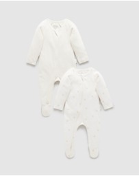 Purebaby - 2 Pack Zip Growsuit-Babies