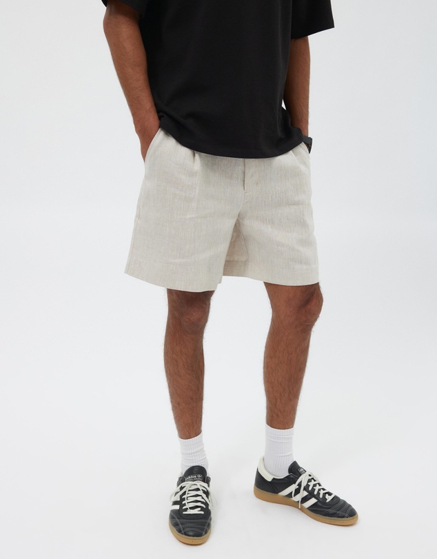 AERE - Seaside Pleated Linen Shorts