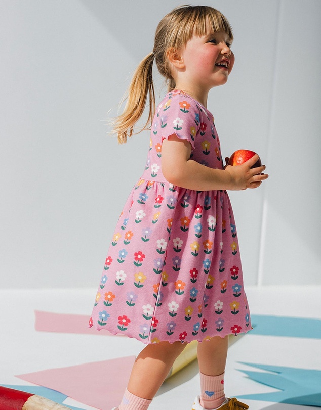 Huxbaby - Multi Colour Daisy Rib Dress - Babies-Kids