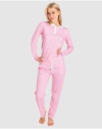 Sant And Abel - Women's Peony Jersey Knit Stripe Long PJ Set