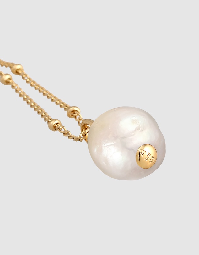 Elli Jewelry - Necklace Pendant Baroque Balls with Freshwater Cultured Pearl in 925 Sterling Silver Gold Plated