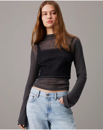 Calvin Klein Jeans - Sheer Knit Long Sleeve Top