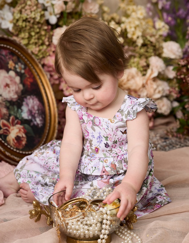 Fleur Harris - 'Heirloom Treasures' Camelia Dress in Gardenia