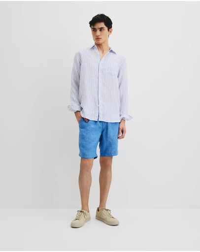 Country Road - Long Sleeve Regular Fit Organically Grown Linen Stripe Shirt