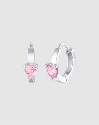 Elli Jewelry - Earrings Kids Creoles heart with zirconia crystal in 925 sterling silver