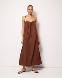 AERE - Nora Beaded Linen Maxi Dress
