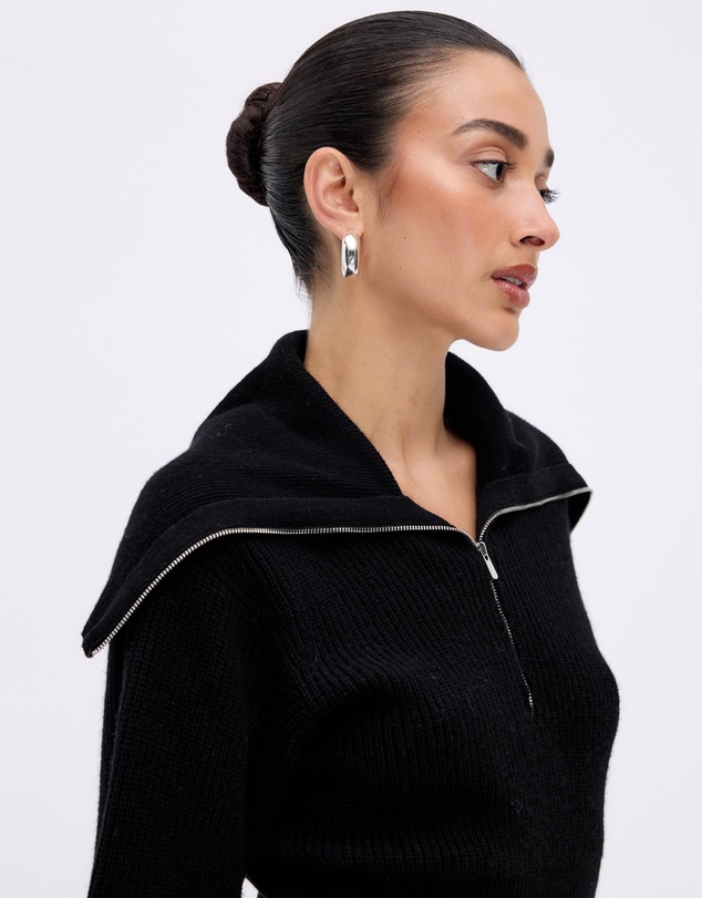Minima Esenciales - Cyro Merino Wool Cashmere Blend Zip Knit Jumper