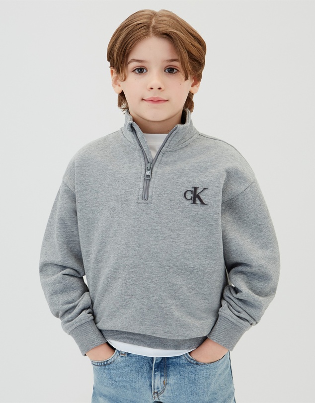 Calvin Klein Jeans - Boys Terry Monogram Flock Half Zip Sweatshirt