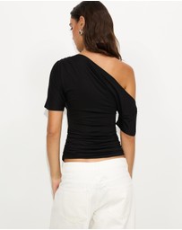Dazie - Honey Asymmetrical Jersey Top