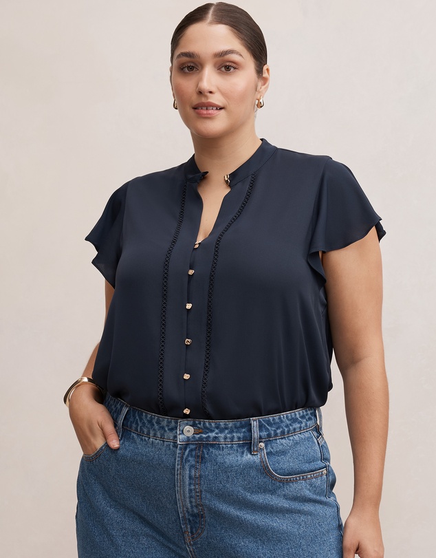 Forever New Curve - Jennie Curve Flutter Sleeves Blouse
