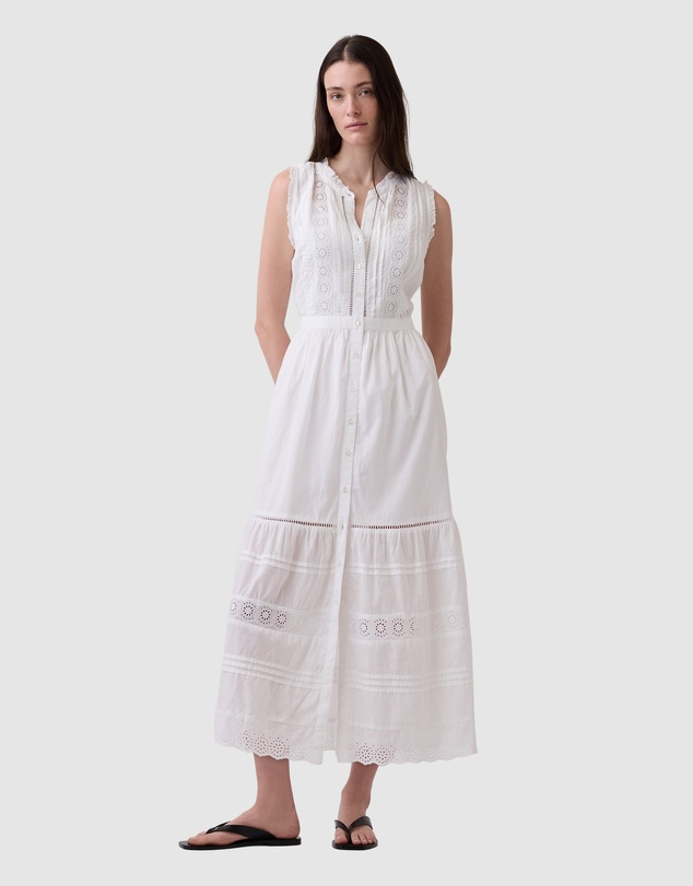 GAP - Sleeveless Lace Maxi Shirtdress