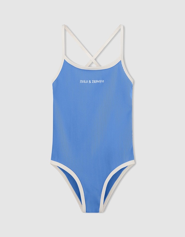 Zulu & Zephyr Mini - Mini Stripe Rib Logo One Piece - Kids