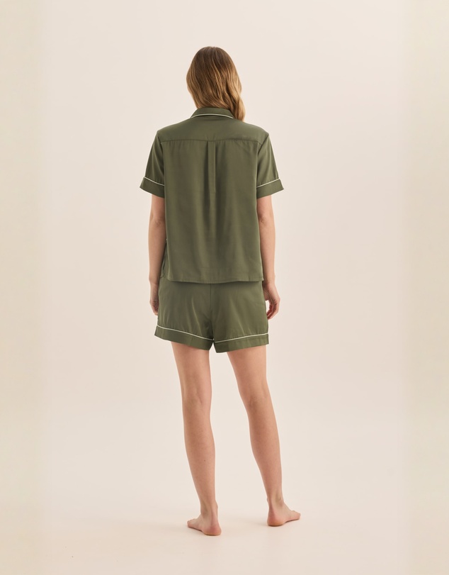 Gingerlilly - Sonia Olive Satin Short PJ Set