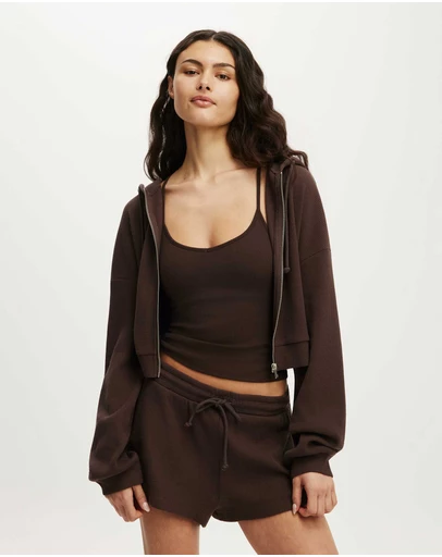 Cotton On Body - Off Duty Waffle Cropped Hoodie