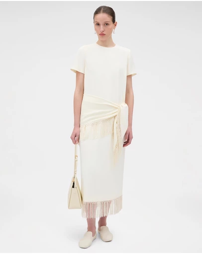 Oroton - Fringe Detail Crepe Dress