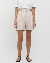 FRIEND of AUDREY - Émilion Linen Belted Shorts