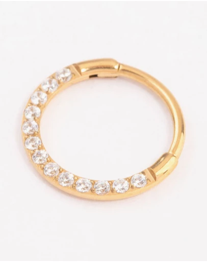 Lovisa - Gold Plated Titanium Cubic Zirconia Clicker Ring 8mm