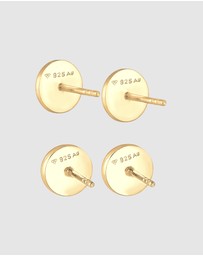 Kuzzoi - ICONIC EXCLUSIVE - Earrings Men Set Stud Circle Geo with Enamel in 925 Sterling Silver Gold Plated
