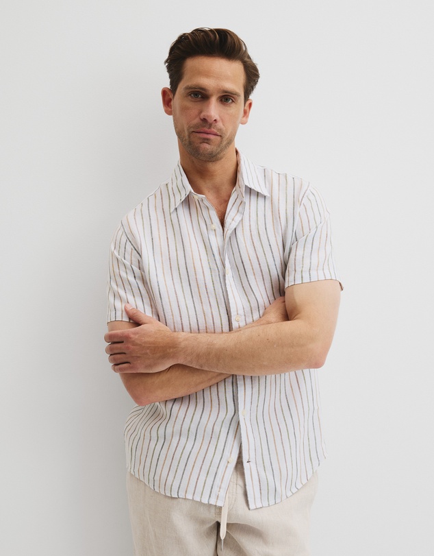 Country Road - Organically Grown Linen Short Sleeve Stripe Shirt