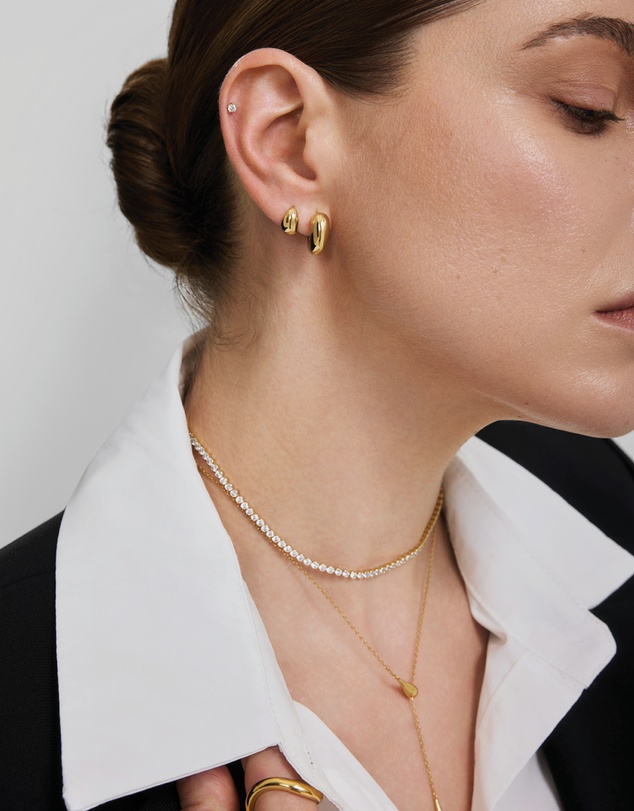 Ania Haie - Gold Organic Dome Pebble Huggie Hoop Earrings