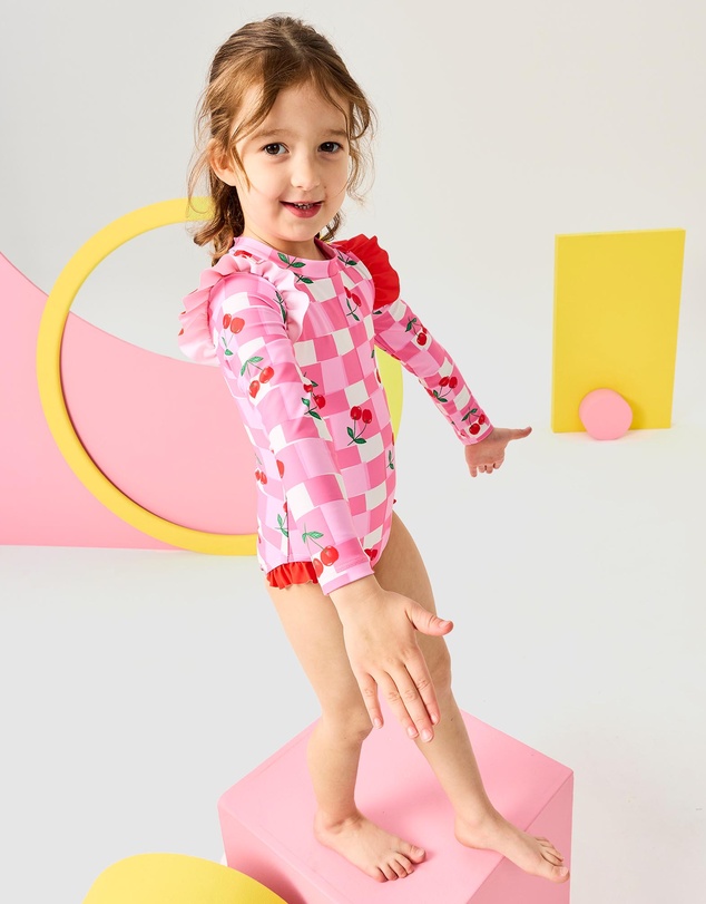 Rock Your Kid - Pretty Cherry Long Sleeve Swimsuit - Kids-Teens