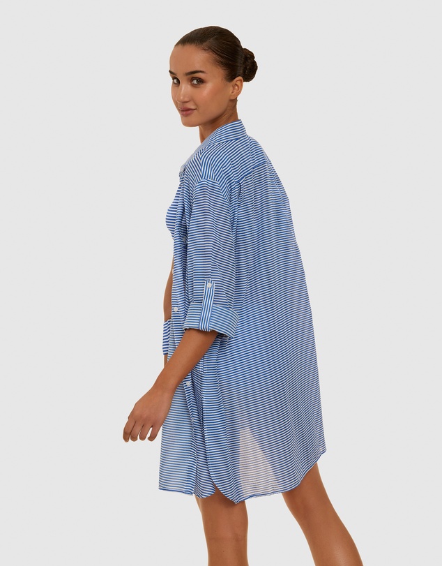 Simone Perele - Sailor Stripe Cotton Voile Button Through Shirt