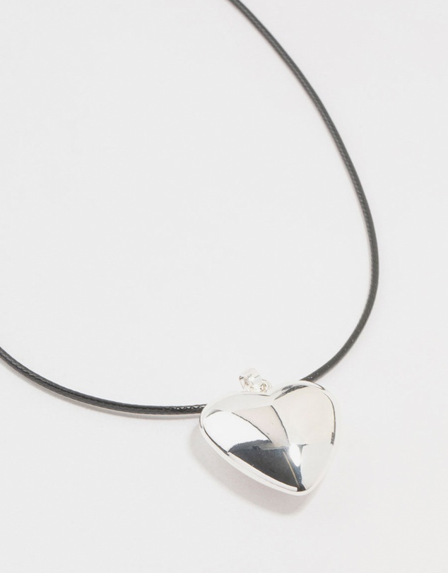 Lovisa - Silver Plated Heart Cord Necklace