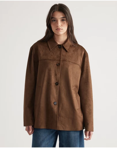 Decjuba - Simone Faux Suede Car Coat
