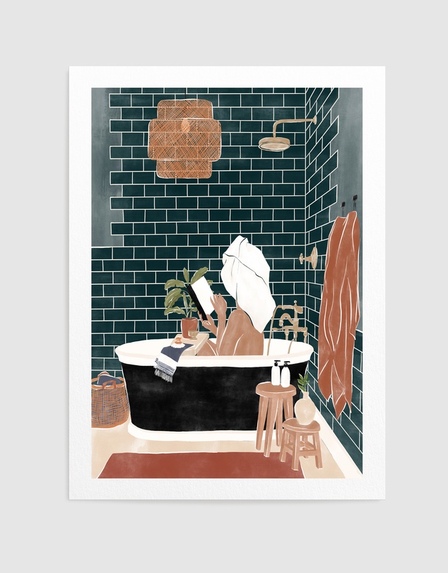 Olive et Oriel - Bathroom Babe by Ivy Green Illustrations Art Print