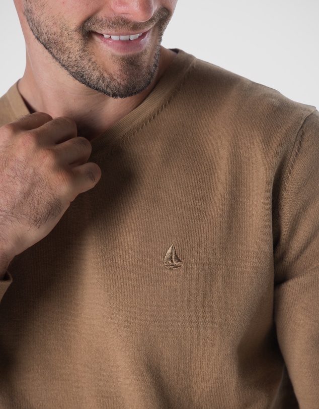 Coast Clothing - V-Neck Cotton Jumper - Natural