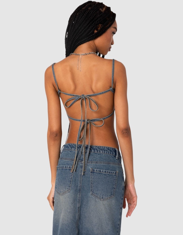 EDIKTED - Lassy Washed Denim Bralette