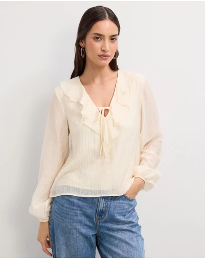 The Fated - Kyla Ruffled Neck Blouse
