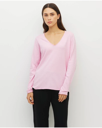 JH Lounge - JHL V-Neck L/S T (Fine Cotton Cashmere) Candy Marle