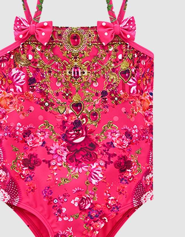 Camilla - Straight Neck One Piece With Bows - Babies