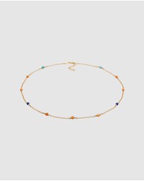 Elli Jewelry - Necklace Filigree Trend with Agate Beads Multicolor in 925 Sterling Silver Gold Plated
