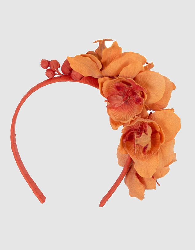 Max Alexander - Orange Orchid Flower Fascinator