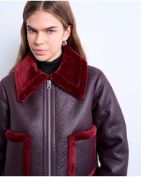 TOPSHOP - Faux Leather Cropped Jacket