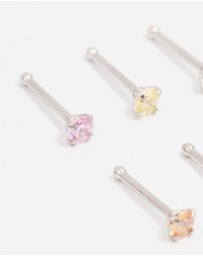 Lovisa - Surgical Steel Dainty Diamante Nose Hook 6-Pack