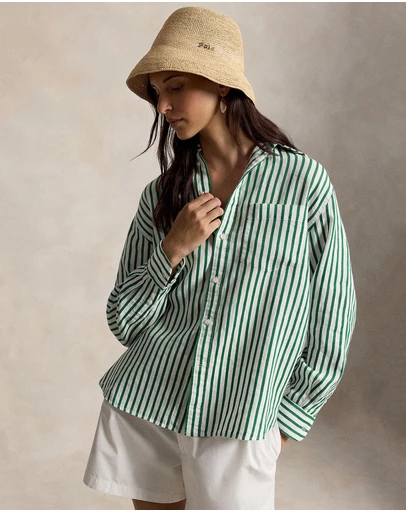 Polo Ralph Lauren - Oversize Fit Striped Linen-Cotton Shirt