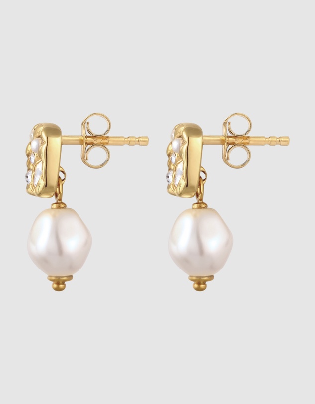 Elli Jewelry - Earrings Stud Pearl Drop 925 Sterling Silver Gold-Plated