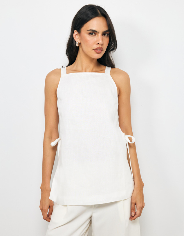 AERE - Maisie Linen Tie Side Top