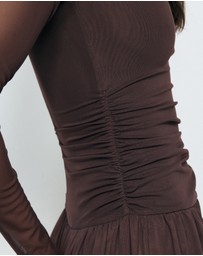 AERE - Lula Boat Neck Mesh Maxi Dress
