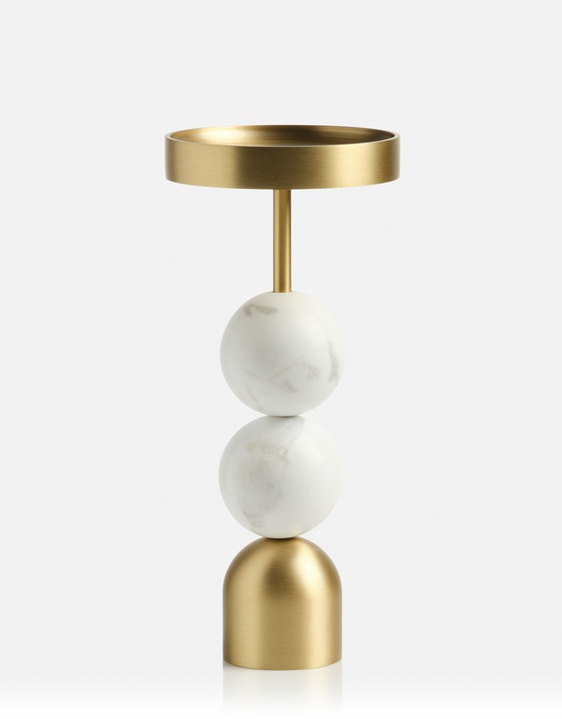 XRJ Celebrations - Arc Brass Candlestick White Medium